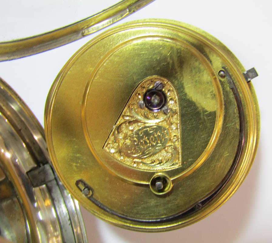 John Barton Birmingham pair cased fusee pocket watch with 1822 silver case makers mark WB - Image 5 of 9