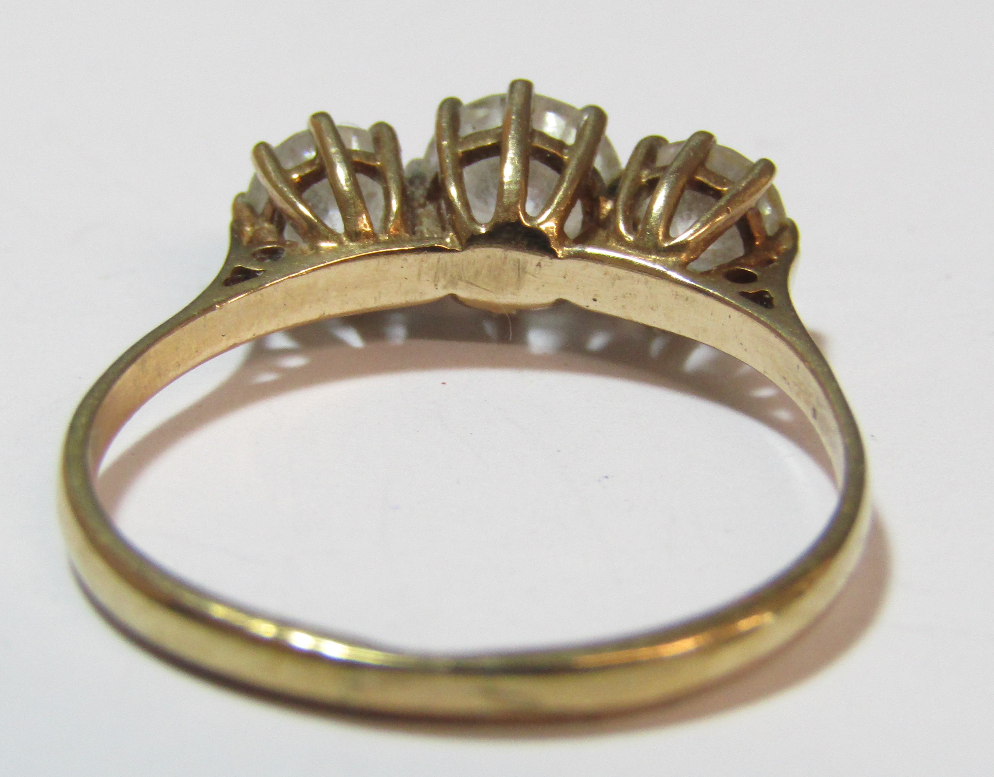 3 rings - 9ct gold signet ring engraved 'EDH' ((broken), ring size Q 2.3g - tested as 9ct with cubic - Image 8 of 14