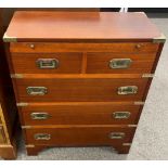 Small reproduction campaign chest with brushing slide W 62cm D 31cm Ht 72cm