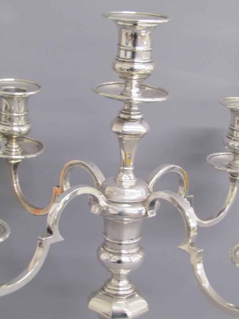 Pair of Thomas Bradbury & Son London 1914 silver 4 branch candelabra  - approx. 45.5cm tall - - Image 2 of 9