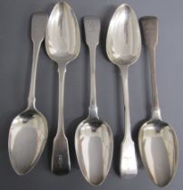 5 silver serving spoons embossed with a wheatsheaf - 4 Possibly Richard Poulden London 1818 & 1
