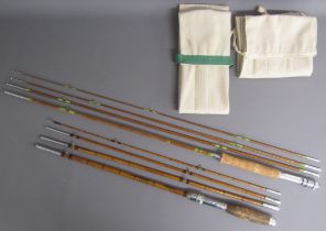 2 split cane fishing rods - 3 piece 8ft fly fishing rod with 2 tips & 4 piece 8ft fly fishing rod '