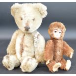 Attributed to Schuco miniature "Yes No" mohair Teddy Bear 13cm high & monkey 9cm high (possibly