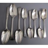 Selection of silver serving and tablespoons monogrammed with an anchor - 2 serving spoons possibly