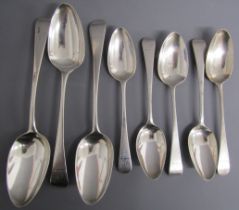 Selection of silver serving and tablespoons monogrammed with an anchor - 2 serving spoons possibly