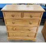 Pine chest of drawers Ht 99cm W 91cm D 44cm