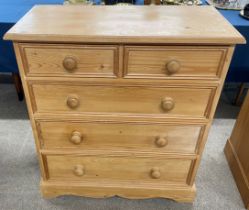 Pine chest of drawers Ht 99cm W 91cm D 44cm