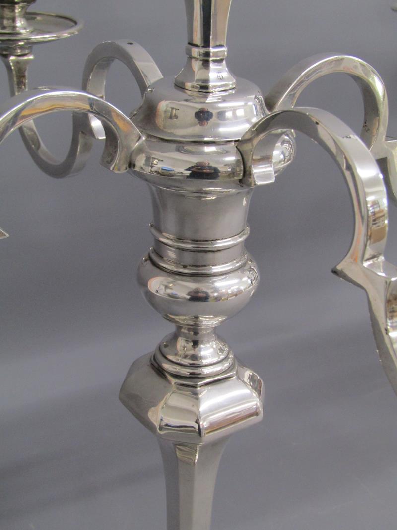 Pair of Thomas Bradbury & Son London 1914 silver 4 branch candelabra  - approx. 45.5cm tall - - Image 8 of 9