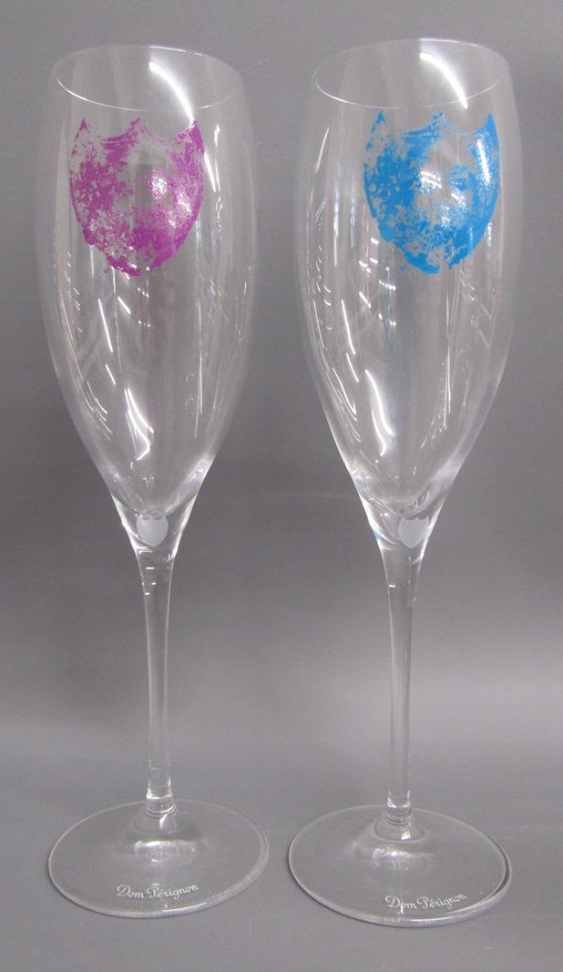 Brand new boxed set of 6 Andy Warhol Dom Perignon Champagne flutes - Image 2 of 5