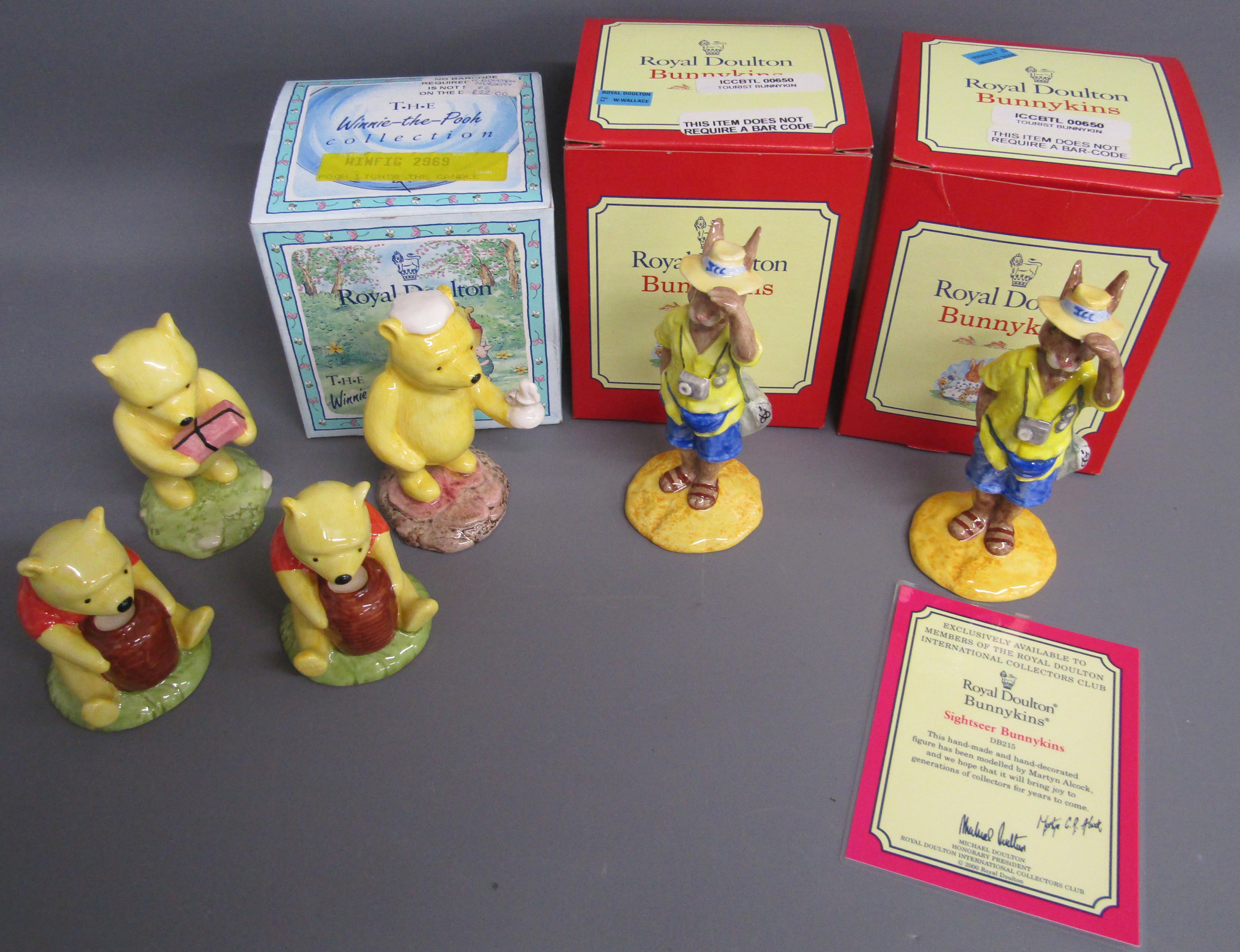 Royal Doulton Winnie the Pooh & Bunnykins, The Honey Pot, The Present, Pooh lights the candle and