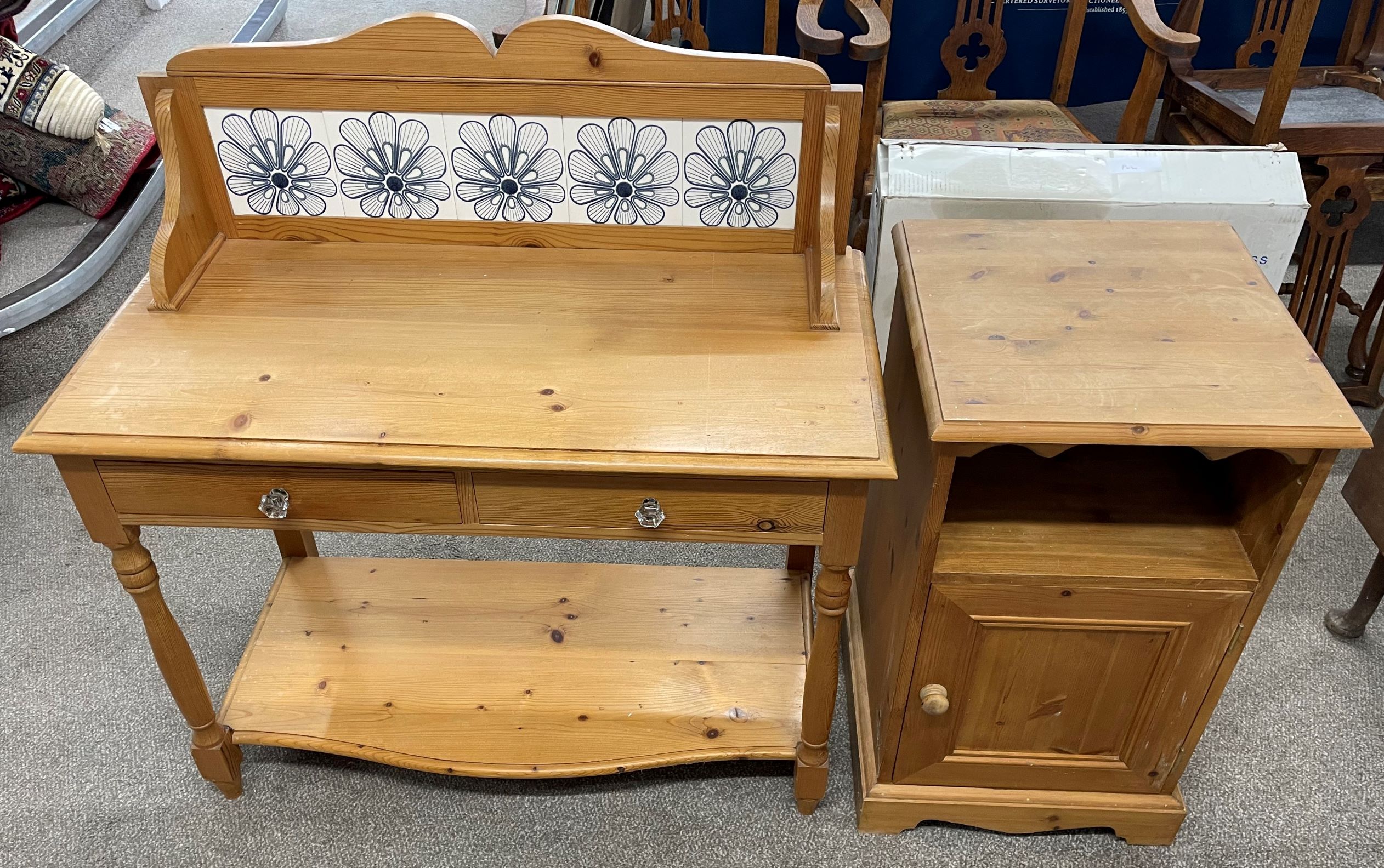 Pine washstand & bedside cabinet