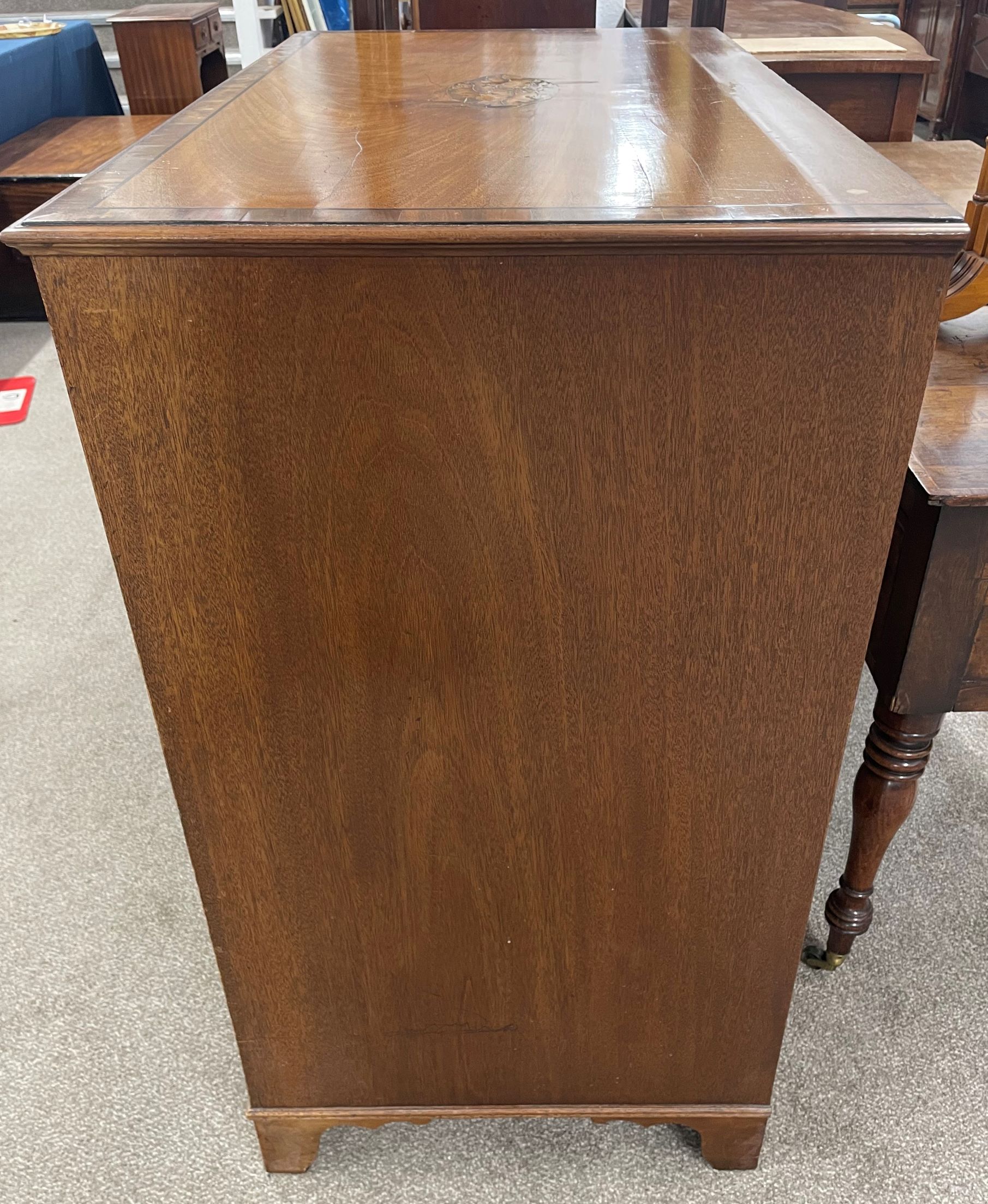 Georgian mahogany chest of drawers with ebony & walnut veneer on bracket feet Ht 100cm W 98cm D 55cm - Image 3 of 3