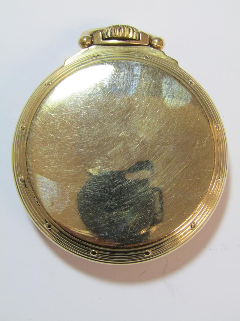 Hamilton Railway special 992B pocket watch - 21 jewels - Montgomery dial - pearl face - 10K gold - Image 5 of 10