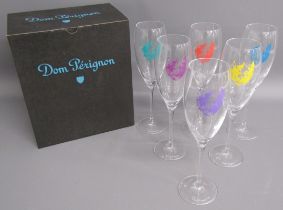 Brand new boxed set of 6 Andy Warhol Dom Perignon Champagne flutes