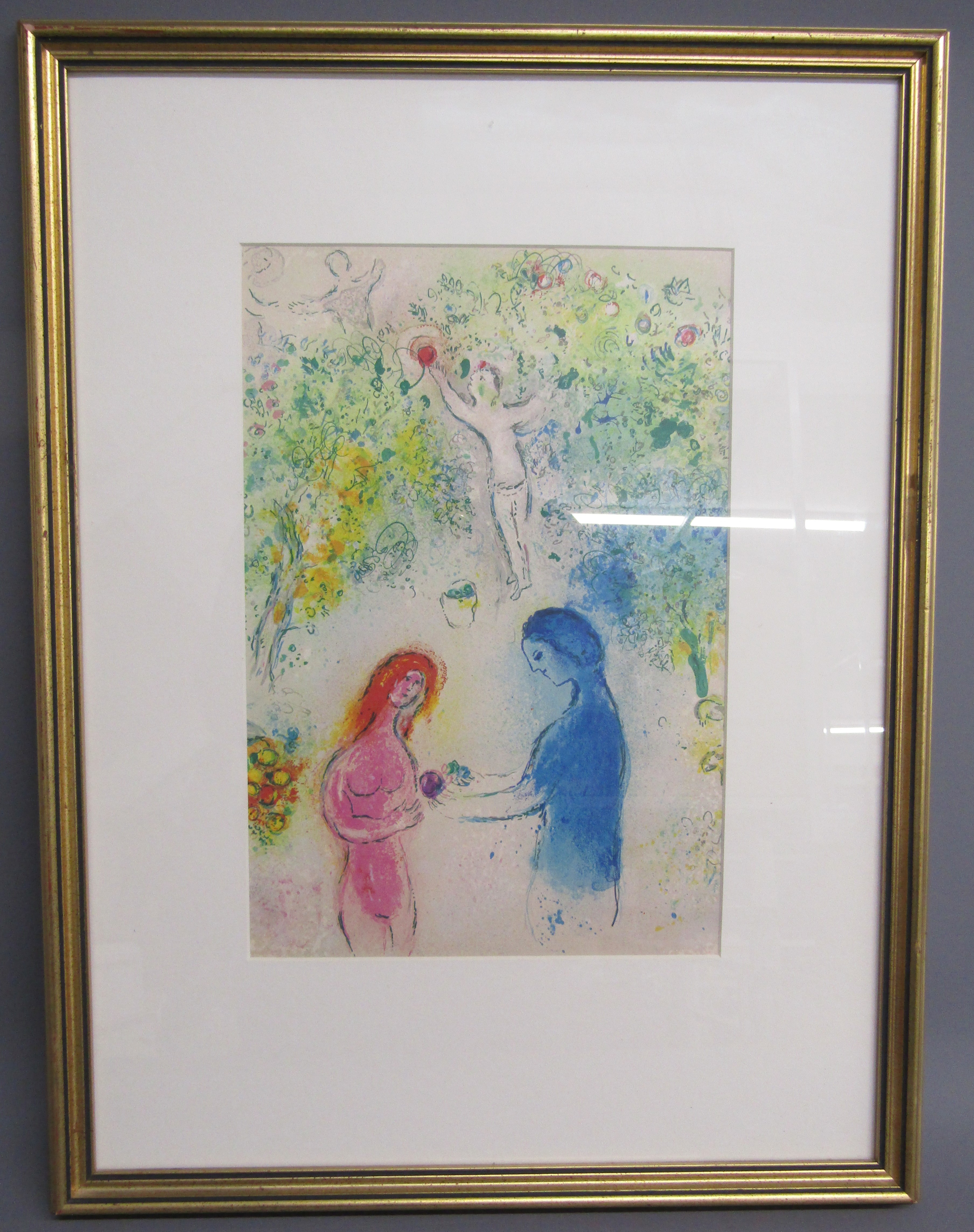 Framed Marc Chagall modernist figural lithographic print published in New York printed in West - Bild 2 aus 4