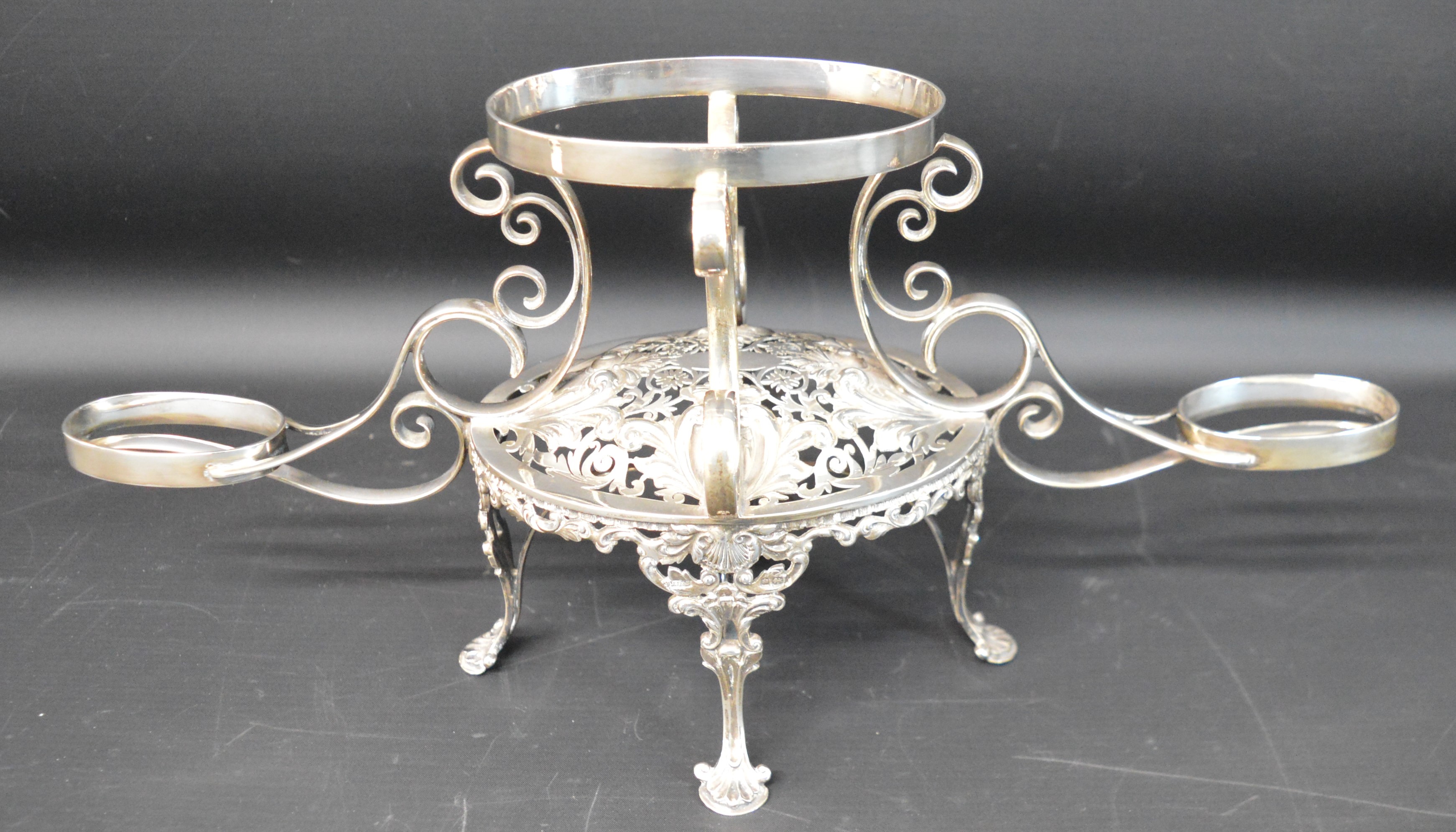 Impressive Victorian/Edwardian silver centrepiece, comprising one large and two smaller fret cut - Image 4 of 6