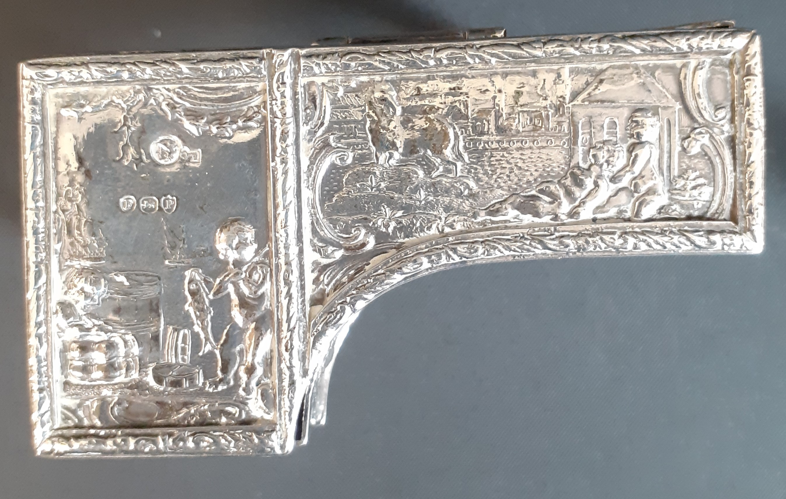 19th century silver twin handled dish with embossed bird & flower decoration, bearing 930 mark and - Image 3 of 5