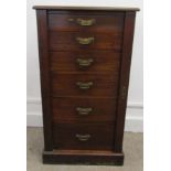 Victorian mahogany Wellington chest (with hinged side lock) Ht 104cm W 61cm D 40cm