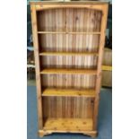 Modern pine bookcase Ht 185cm W 90cm