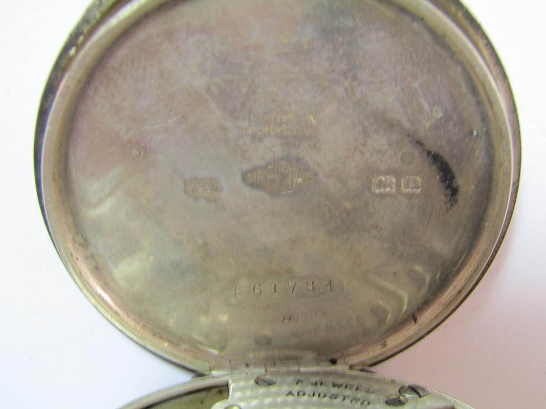 2 silver top wind pocket watches - Dennison 1928 (doesn't wind) & other back stuck but working - Image 6 of 10