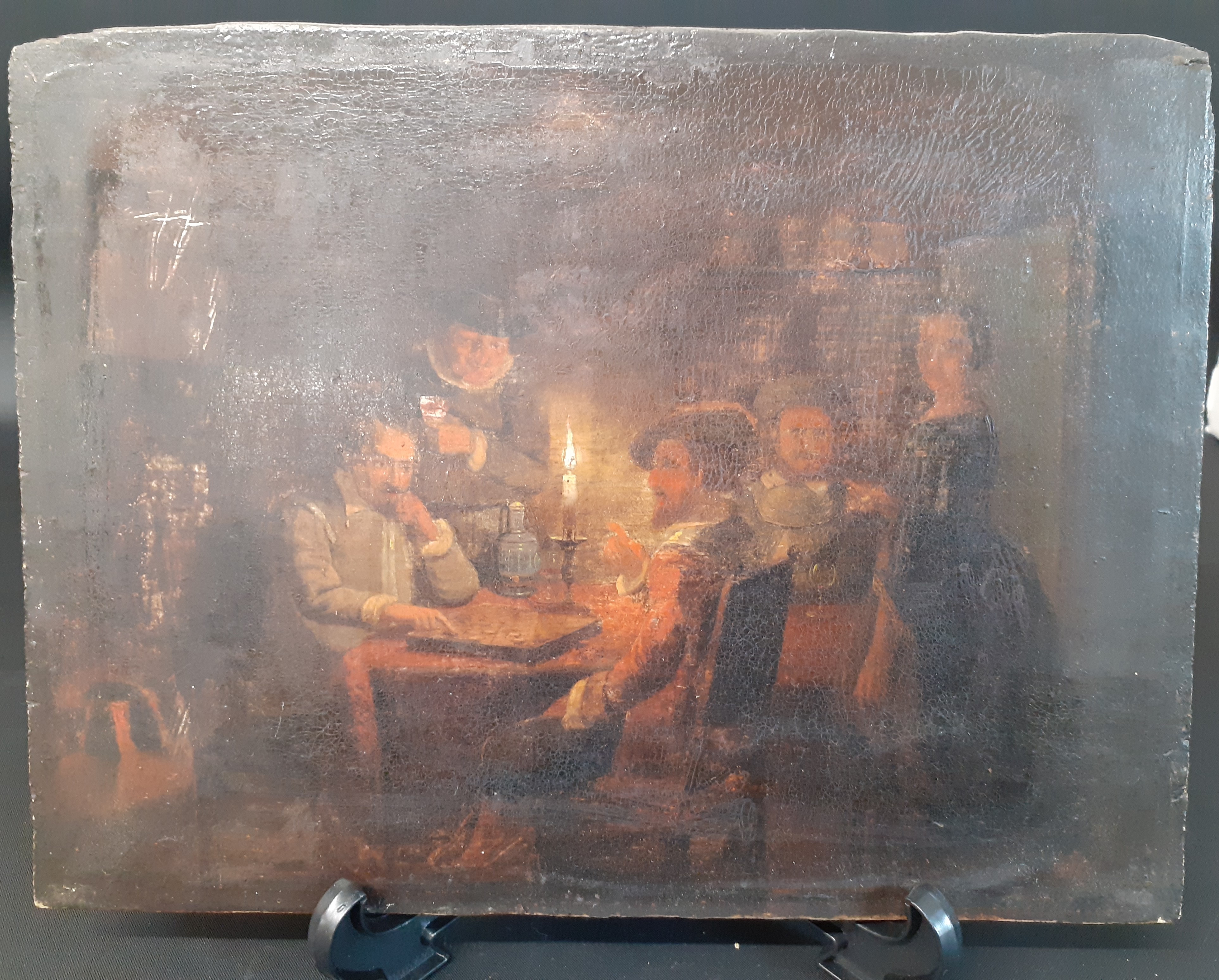 Continental antique oil on panel depicting interior scene with seated figures in 16th century dress, - Image 2 of 7