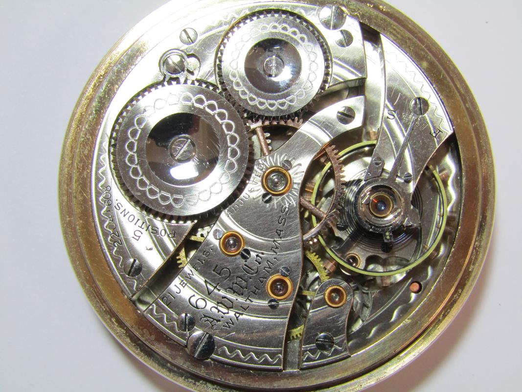 Waltham U.S.A 645 21 jewels gold plated pocket watch - winds easily - currently ticking - Image 6 of 6
