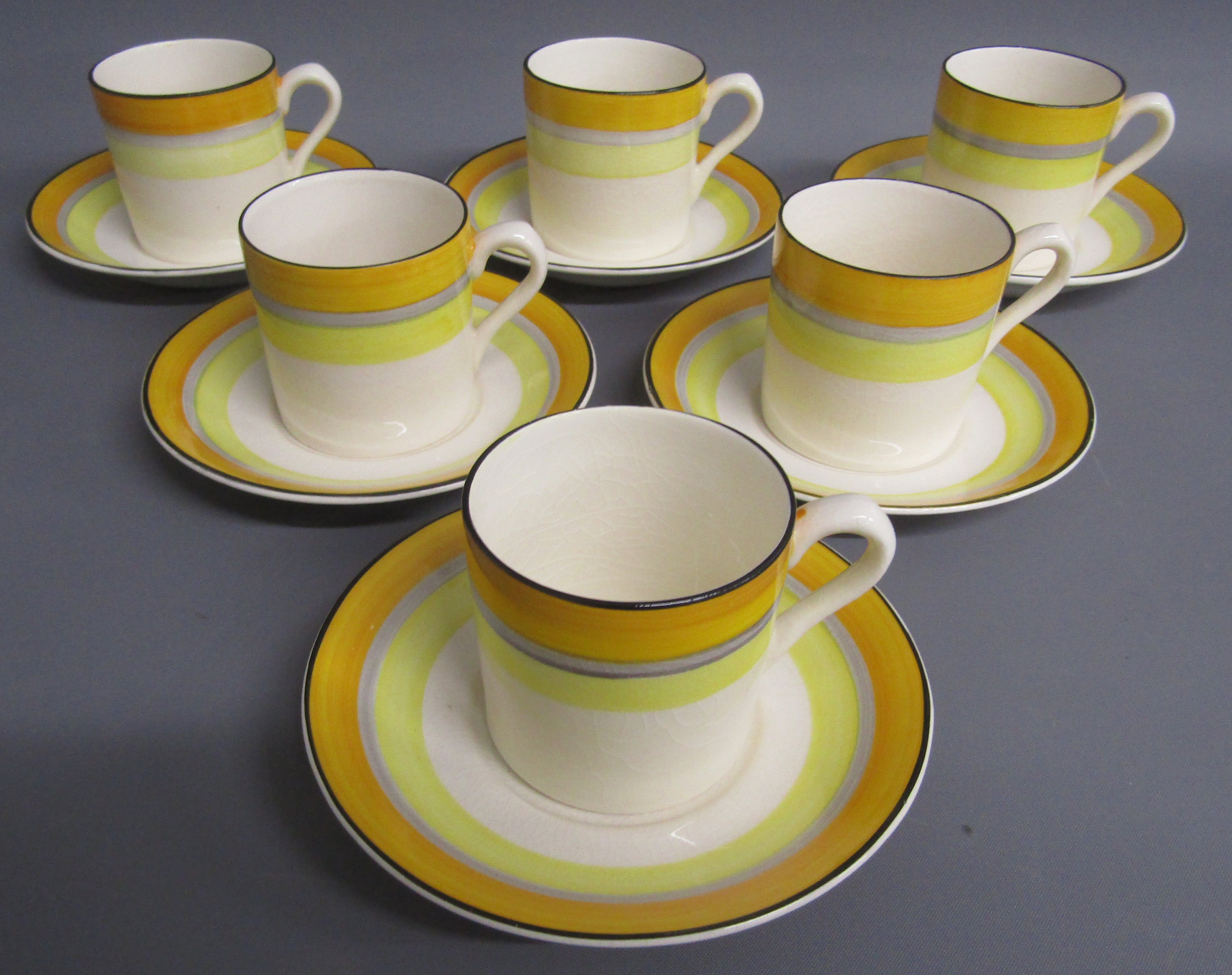 Old Foley Oregon Pine soup bowls and saucers, Susie Cooper hand painted cups, Gray's Pottery - Image 6 of 9