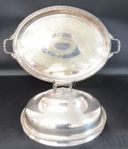 Large Benetfink & Co silver plated two handled tray 60cm (handle to handle) and silver plated meat
