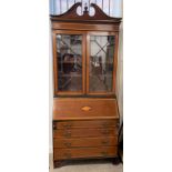 Edwardian bureau display bookcase Ht 105cm W 64cm D 45cm