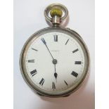 London silver 1890 marked AH cased pocket watch with enamelled initials CCM to rear - watch marked