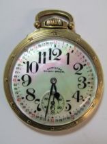 Hamilton Railway special 992B pocket watch - 21 jewels - Montgomery dial - pearl face - 10K gold