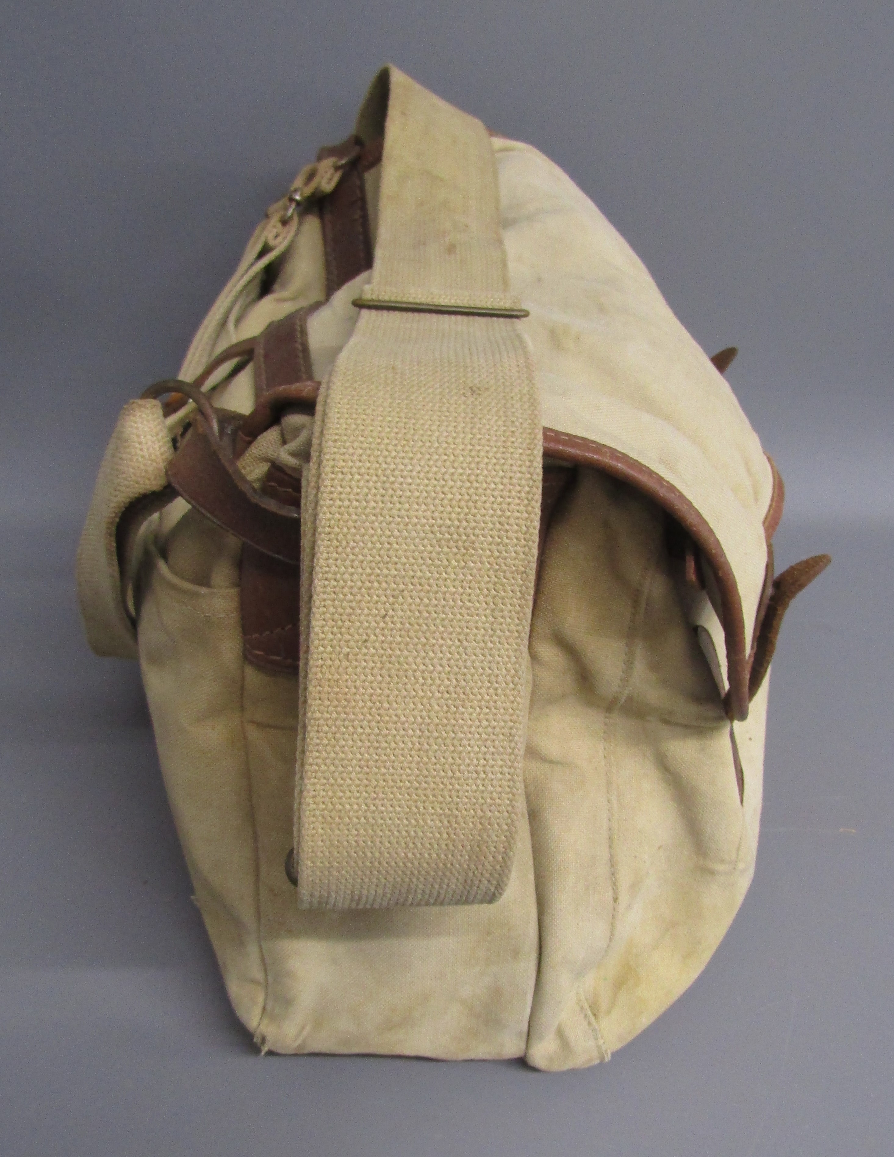 Brady canvas and leather fishing bag with liner - Image 6 of 10