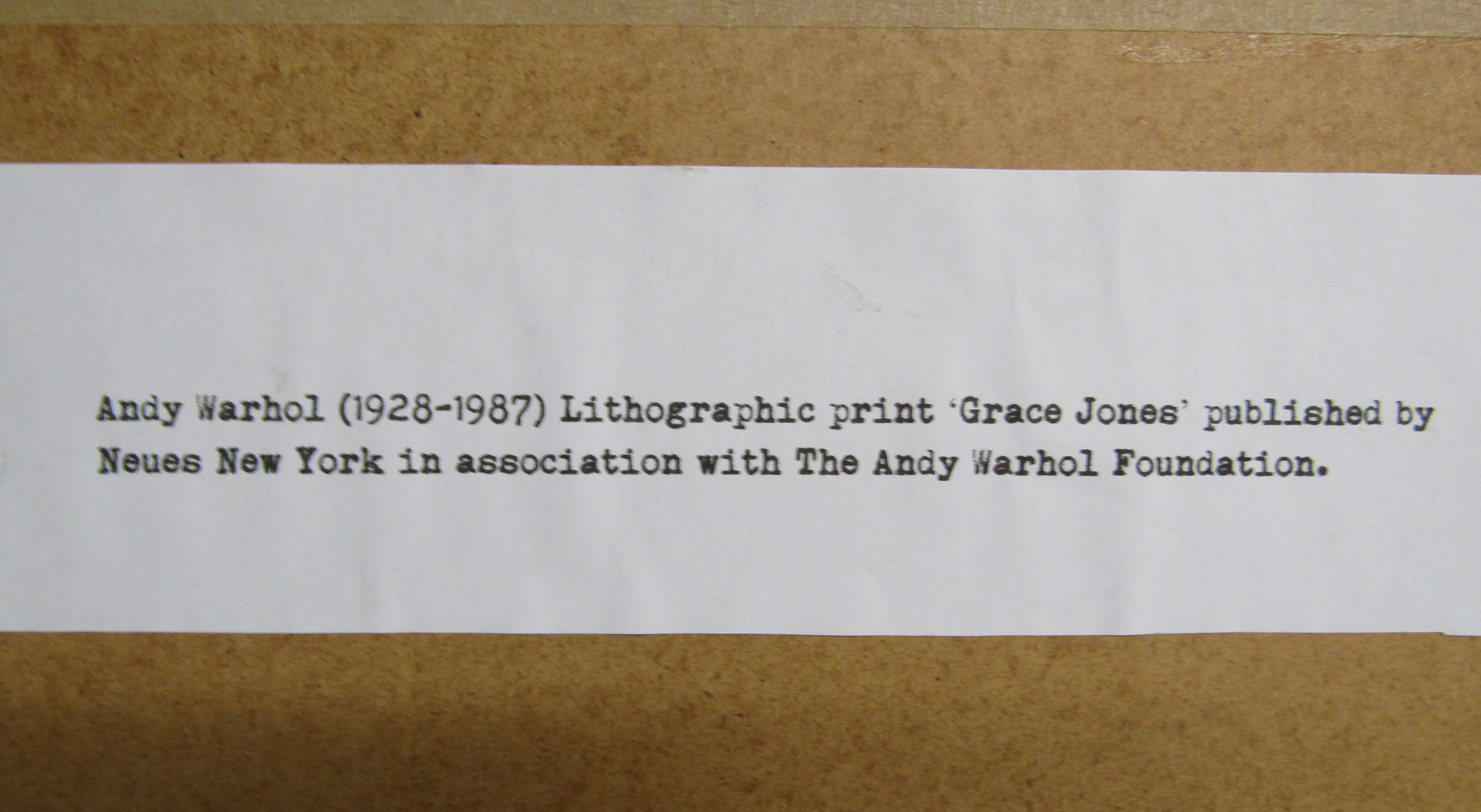 Framed Andy Warhol lithographic print 'Grace Jones' published by Neues New York in association - Image 6 of 6