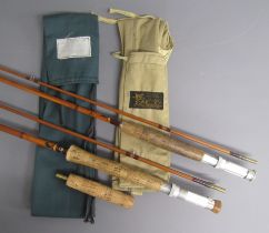 2 x J S Sharpe Ltd Aberdeen 'Scottie' split cane fishing rods - 2 piece 10ft screw joint includes