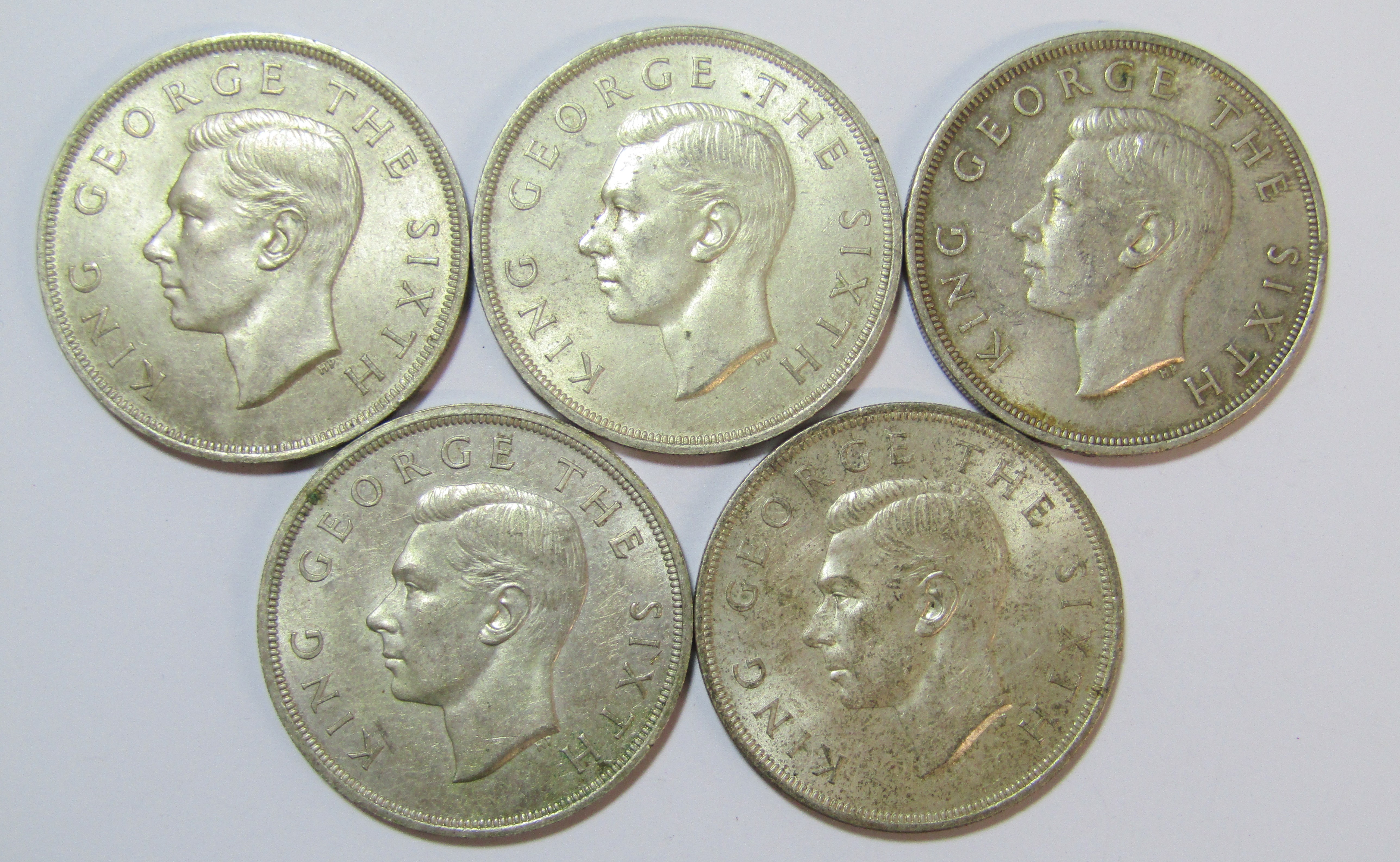 5 x 1949 King George VI New Zealand Crowns