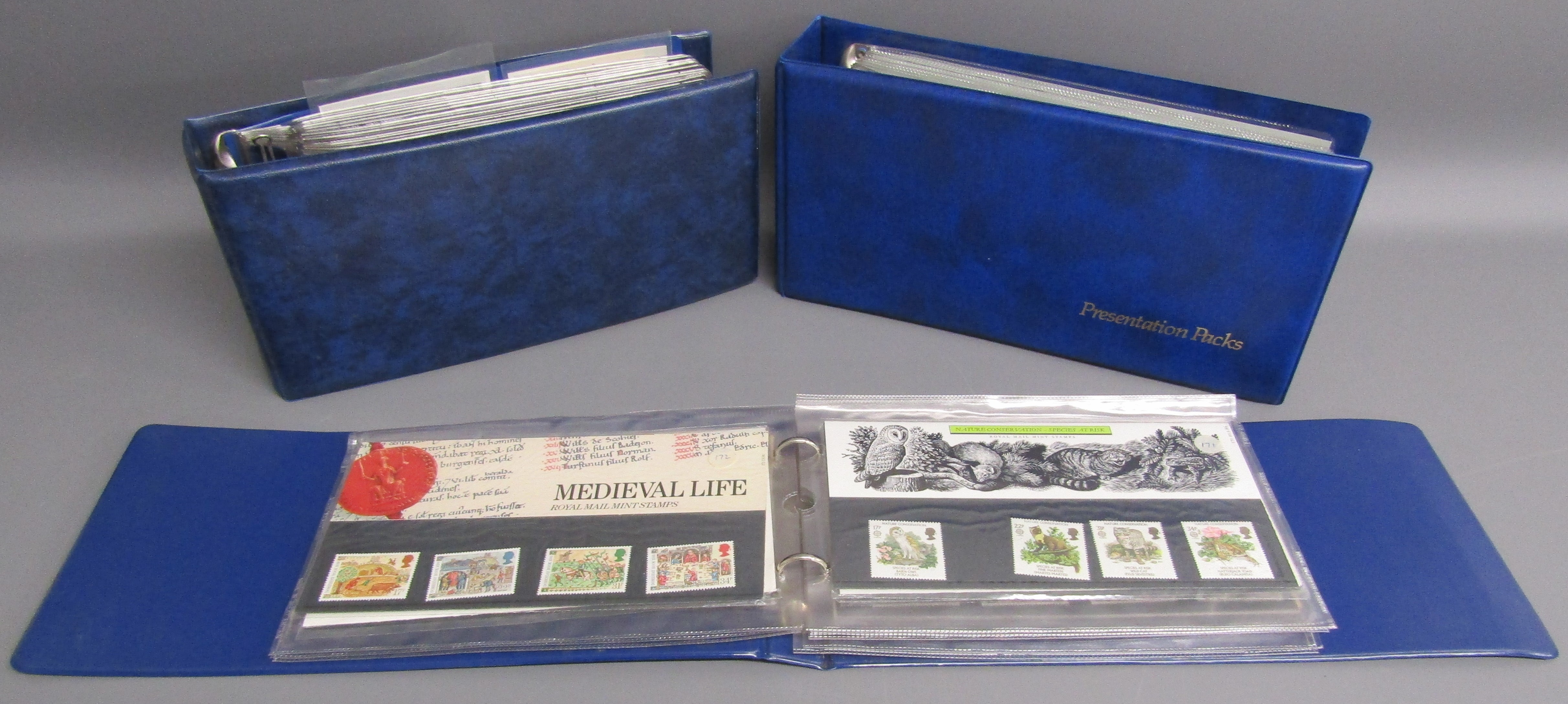 3 binders containing approx. 91 Royal Mail British Post office mint stamps