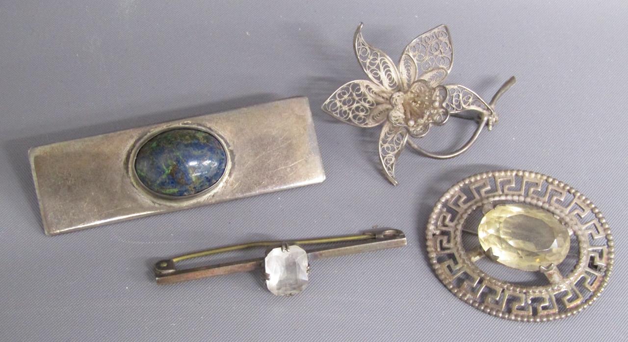 Silver jewellery including brooches, rings, necklaces, pendants, earrings etc also white metal - Image 6 of 15