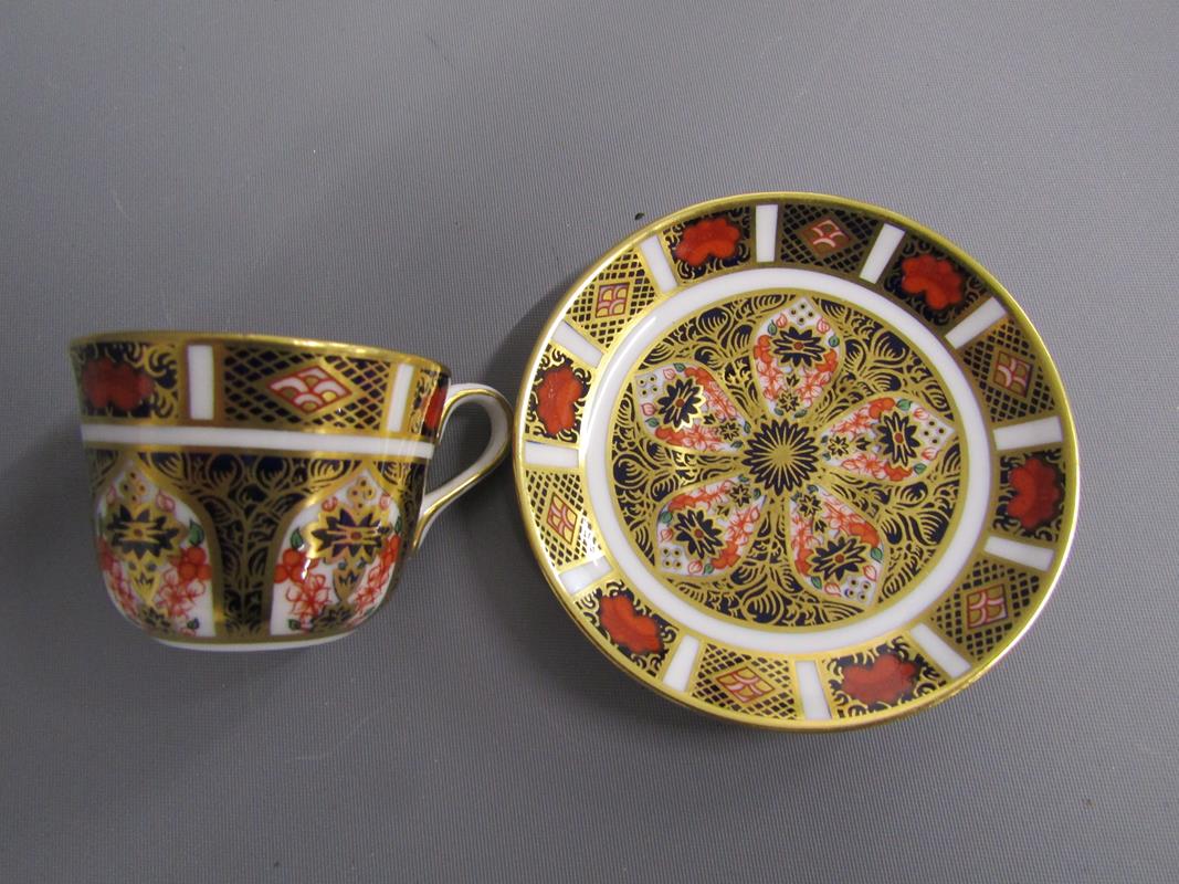 Royal Crown Derby Imari 1128 trinket dish, oval dish and miniature teacup and saucer - Bild 6 aus 7