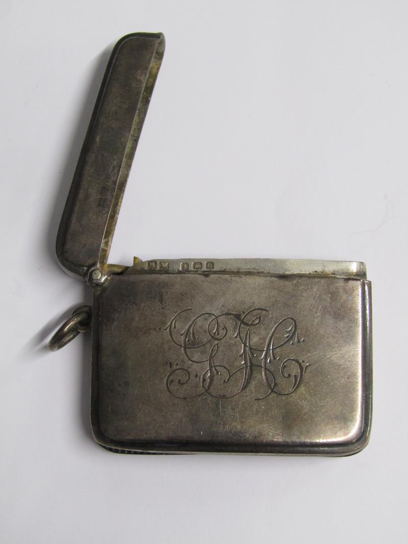 Silver cigarette cases & vesta case with a brass and mother of pearly inlay / abalone lighter - JH - Image 8 of 11