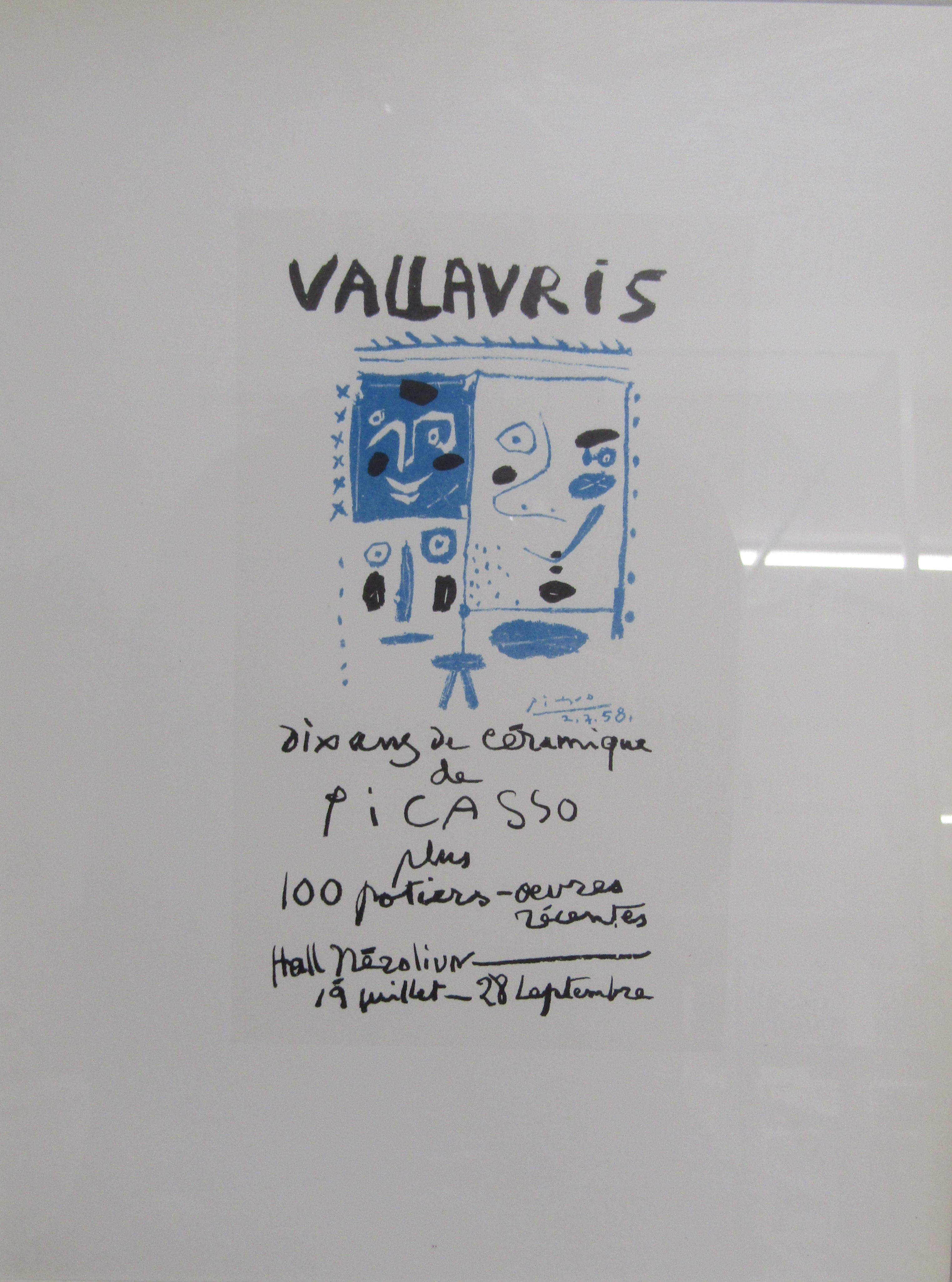 Framed Pablo Picasso plate signed lithographic print 'Vallauris' by Fernand Mourlot France - 50cm