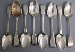 8 silver teaspoons, William Cripps London 1825, monogrammed with a dragon - total weight 6.4ozt