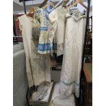 1897 hand made 2 piece wedding dress with veil, additional jacket, 1920s beaded dress & child's