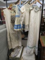 1897 hand made 2 piece wedding dress with veil, additional jacket, 1920s beaded dress & child's