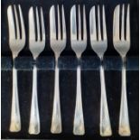 Cased set of 6 silver cake forks 4.81 ozt Sheffield 1946