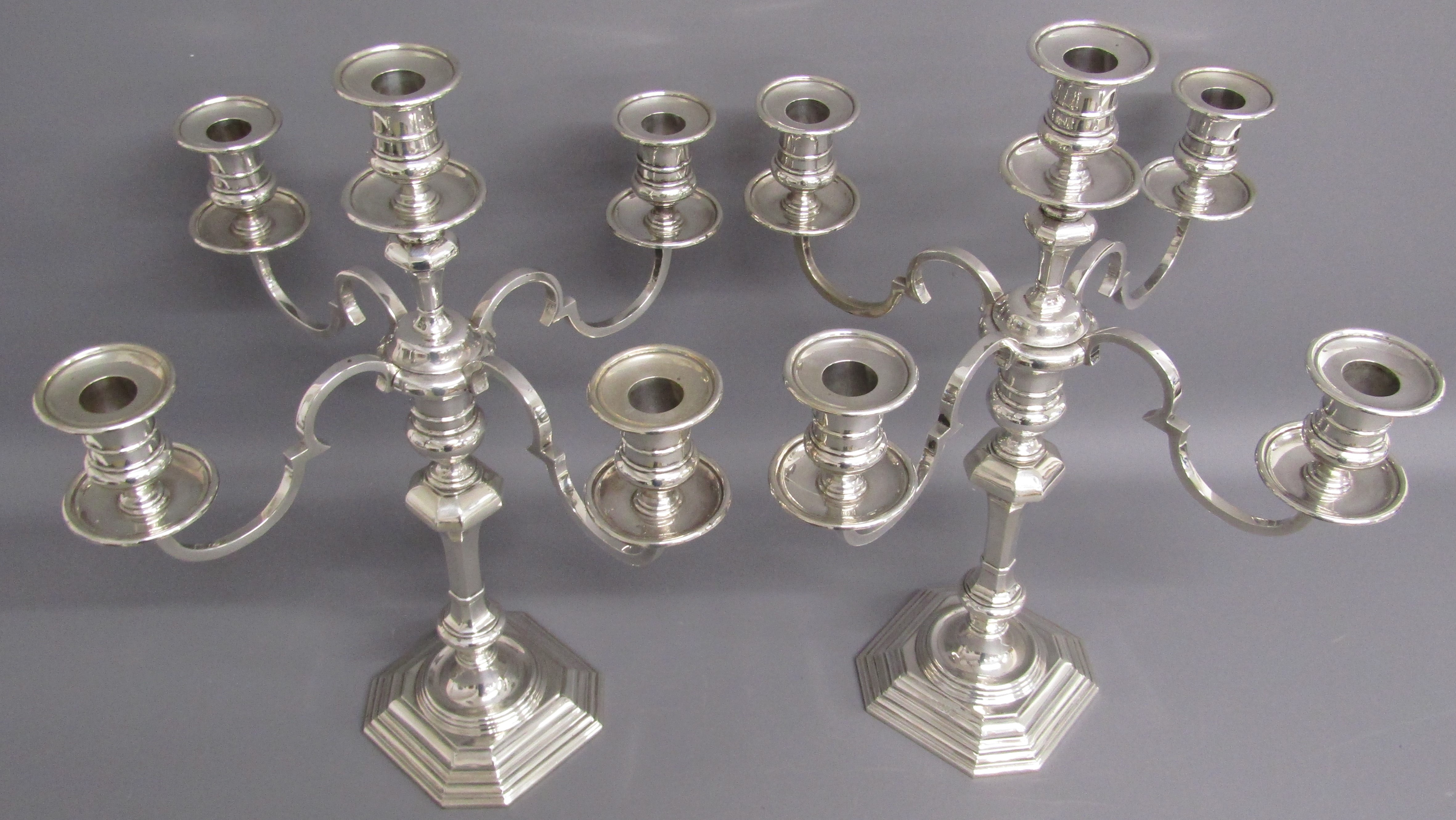 Pair of Thomas Bradbury & Son London 1914 silver 4 branch candelabra  - approx. 45.5cm tall - - Image 4 of 9