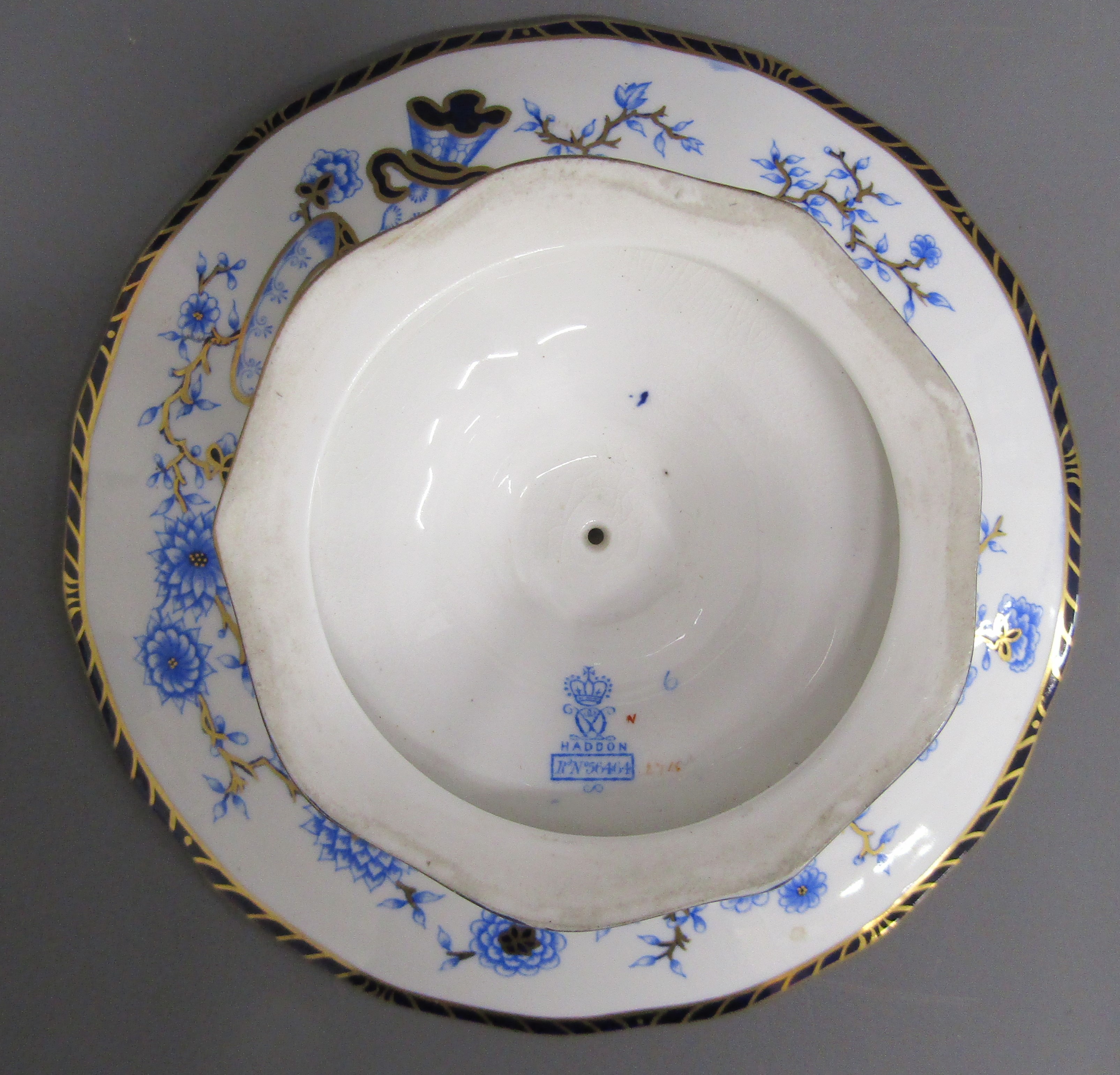 Royal Crown Derby tazza Rd No 56464 pattern No 2715? and 2 George Jones Crescent plates - Image 7 of 8