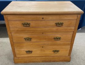 Victorian satin wood chest of drawers Ht 183cm L 92cm D 52cm