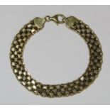 9ct gold woven link bracelet - total weight 7.0g