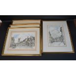 4 x Derek Abel framed pictures Spalding, St Martins Stamford, High Street Stamford & Mill Pond