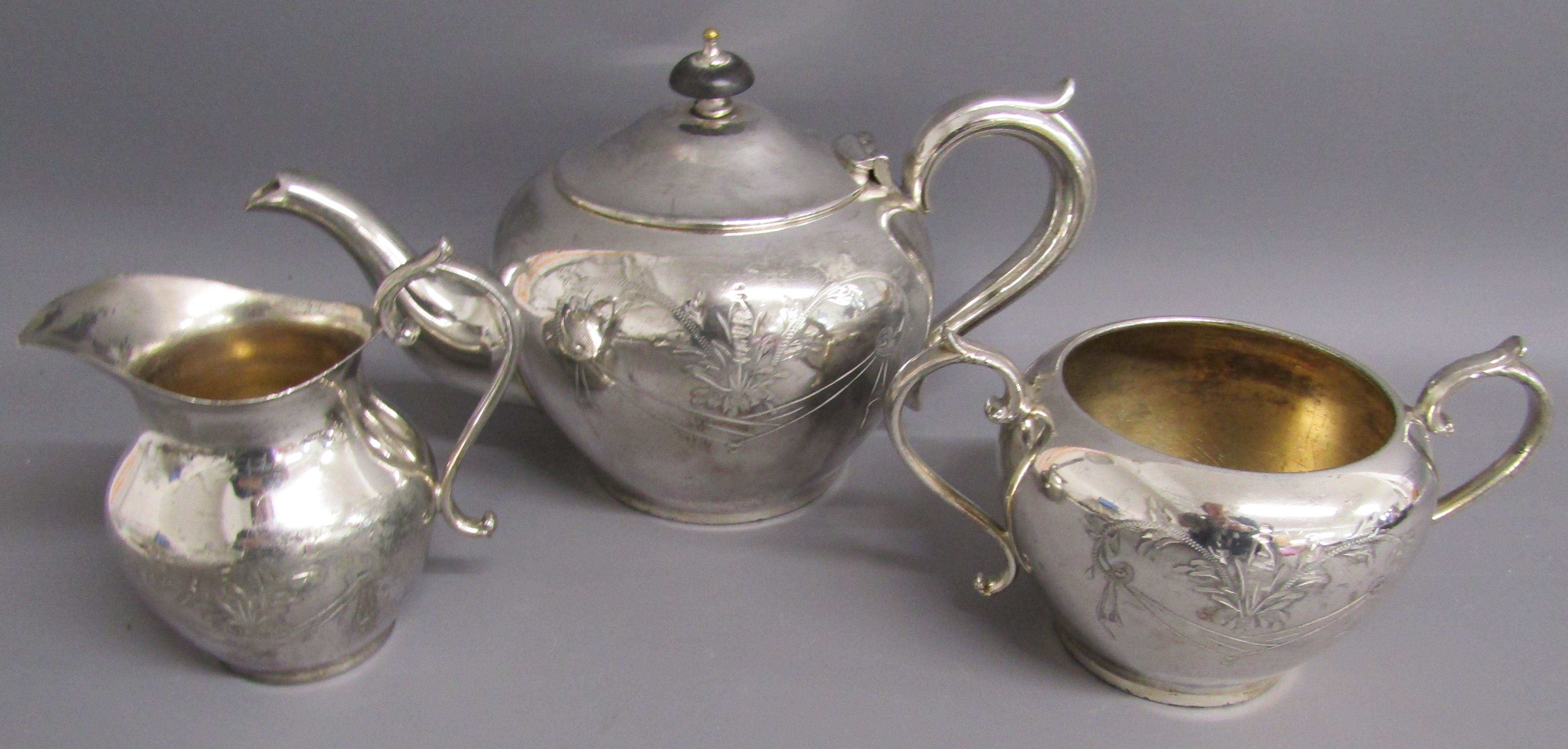 Silver plate includes 1907 wedding presentation hot water pot with ebonised handles, weighted - Image 9 of 11
